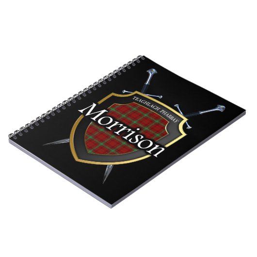 Clan Morrison Tartan Shield & Swords Notitieboek (Linkerzijde)