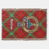 Clan Morrison Wapen over Rode Tartan Deken (Voorkant)
