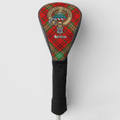 Clan Morrison Wapen over Rode Tartan Golfheadcover (Voorkant)