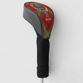 Clan Morrison Wapen over Rode Tartan Golfheadcover (Schuin)