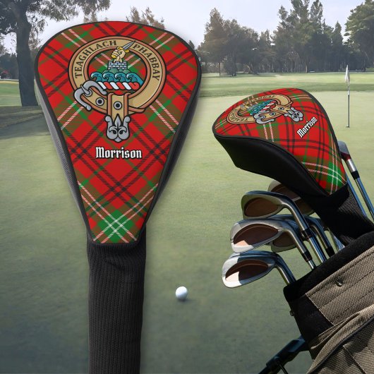 Clan Morrison Wapen over Rode Tartan Golfheadcover