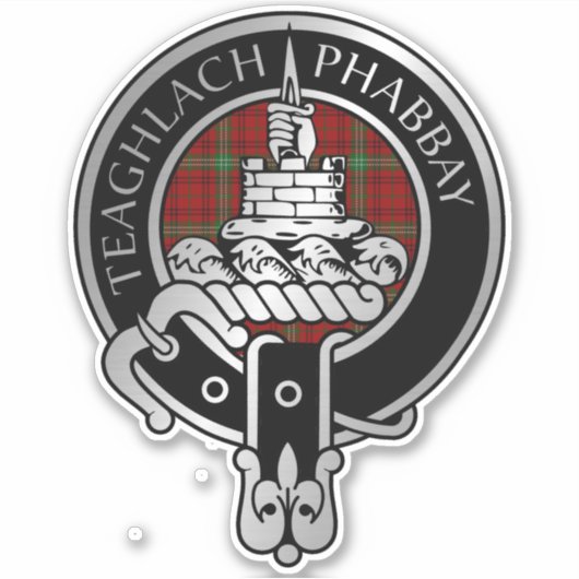 Clan Morrison Wapenschild & Tartan Sticker (Voorkant)