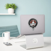 Clan Morrison Wapenschild & Tartan Sticker (Laptop op bureau)