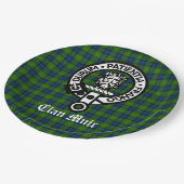 Clan Muir Crest Badge en Tartan Papieren Bordje (Gekanteld)