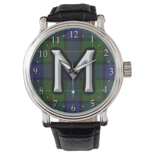 Clan Muir Letter M Monogram Tartan Horloge