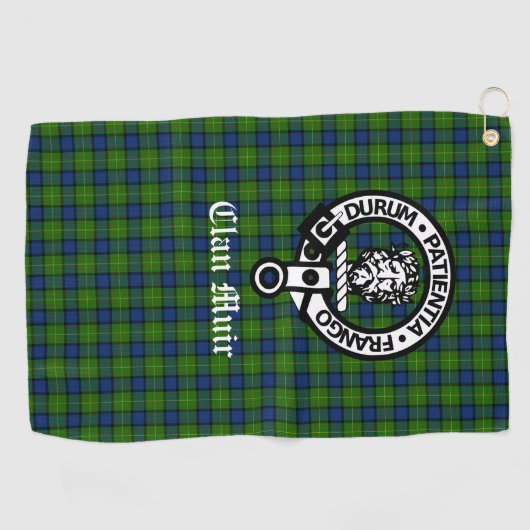Clan Muir of Meer Crest Badge & Tartan Golfhanddoek (Horizontaal)