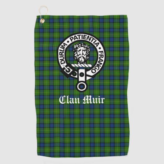 Clan Muir of Meer Crest Badge & Tartan Golfhanddoek (Voorkant)