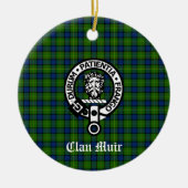 Clan Muir of Meer Crest Badge & Tartan Keramisch Ornament (Voorkant)
