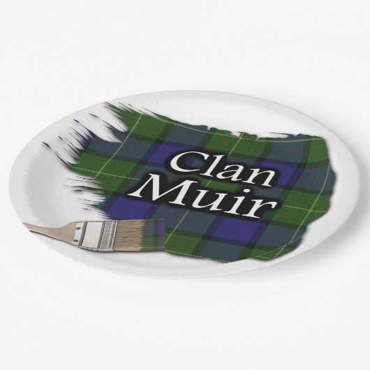 Clan Muir Scottish Tartan Paint Brush Papieren Bordje (Gekanteld)