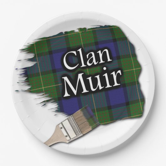 Clan Muir Scottish Tartan Paint Brush Papieren Bordje (Voorkant)