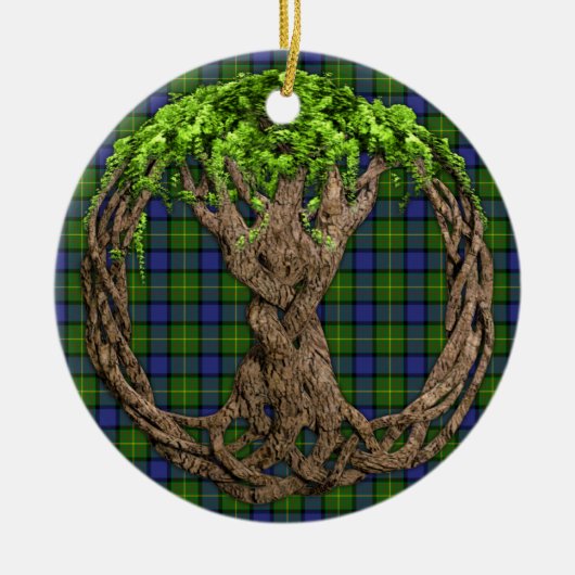 Clan Muir Tartan en Keltische Levensboom Keramisch Ornament (Voorkant)