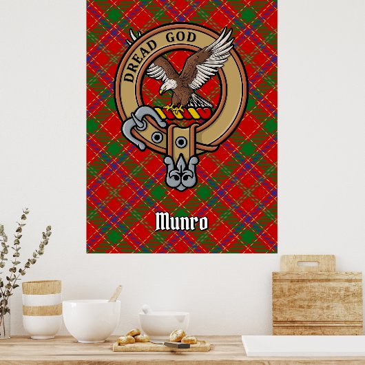 Clan Munro Crest over Tartan Poster (Keuken)