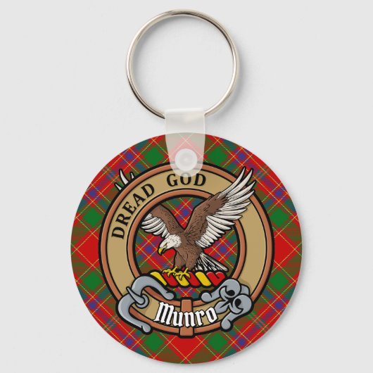 Clan Munro Crest over Tartan Sleutelhanger (Voorkant)