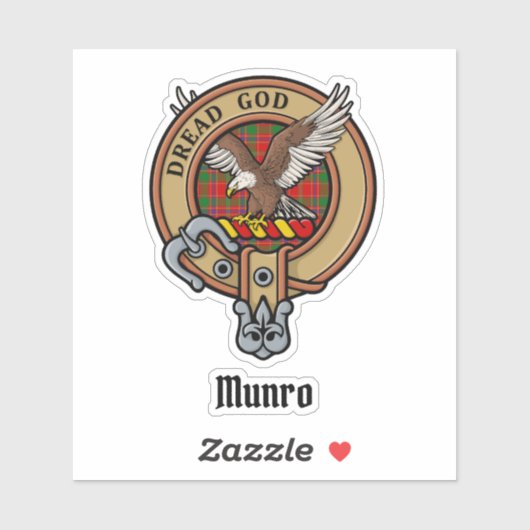 Clan Munro Crest over Tartan Sticker (Vel)