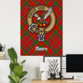 Clan Munro Wapen over Tartan Poster (Thuiskantoor)