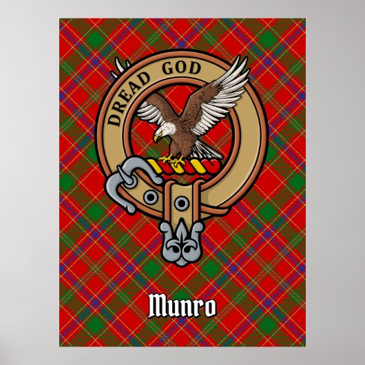 Clan Munro Wapen over Tartan Poster (Voorkant)