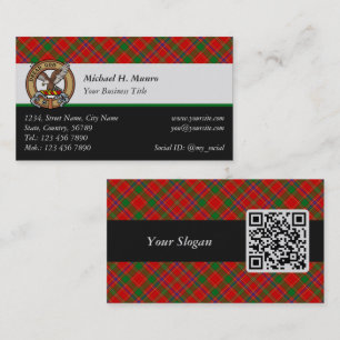 Clan Munro Wapen over Tartan Visitekaartje
