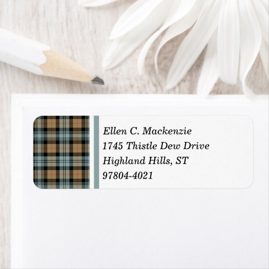 Clan Murray Tan en Black Weathered Tartan Etiket (Insitu)