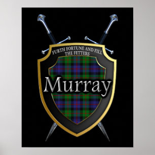 Clan Murray Tartan Beeld & Zwaarden Afdrukken Poster