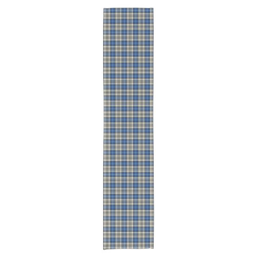 Clan Napier Blauw, Zwart, en Wit Schots Tartan Korte Tafelloper (Voorkant)
