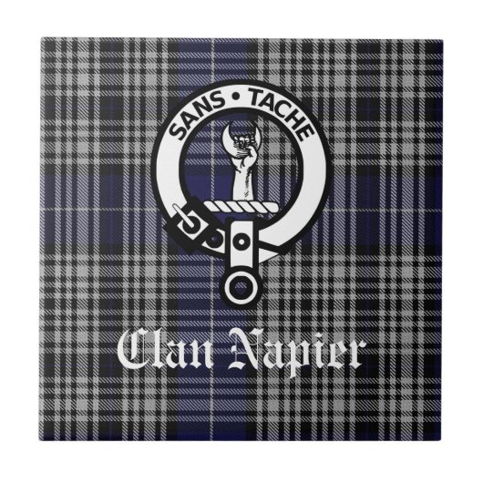 Clan Napier Crest Badge en Tartan Tegeltje (Voorkant)