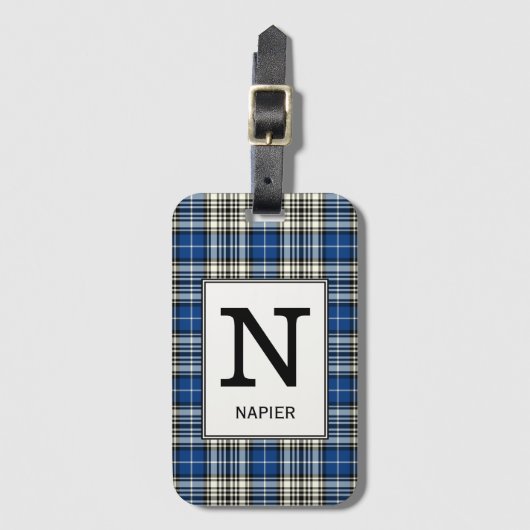 Clan Napier Tartan Monogrammed Bagagelabel (Voorkant (verticaal))