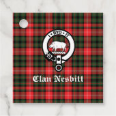 Clan Nesbitt Crest Badge & Tartan Persoonlijk Bedankjes Labels (Voorkant)