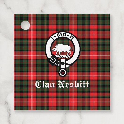 Clan Nesbitt Crest Badge & Tartan Persoonlijk Bedankjes Labels (Voorkant)