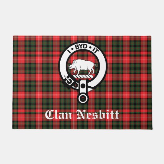 Clan Nesbitt Crest Badge & Tartan Persoonlijk Deurmat (Voorkant)