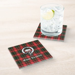 Clan Nesbitt Crest Badge & Tartan Persoonlijk Glazen Onderzetter