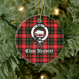 Clan Nesbitt Crest Badge & Tartan Persoonlijk Keramisch Ornament