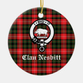 Clan Nesbitt Crest Badge & Tartan Persoonlijk Keramisch Ornament (Voorkant)