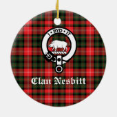 Clan Nesbitt Crest Badge & Tartan Persoonlijk Keramisch Ornament (Achterkant)