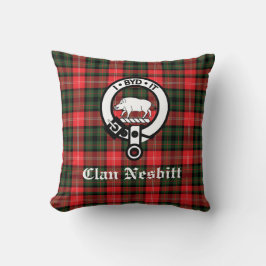 Clan Nesbitt Crest Badge & Tartan Persoonlijk Kussen