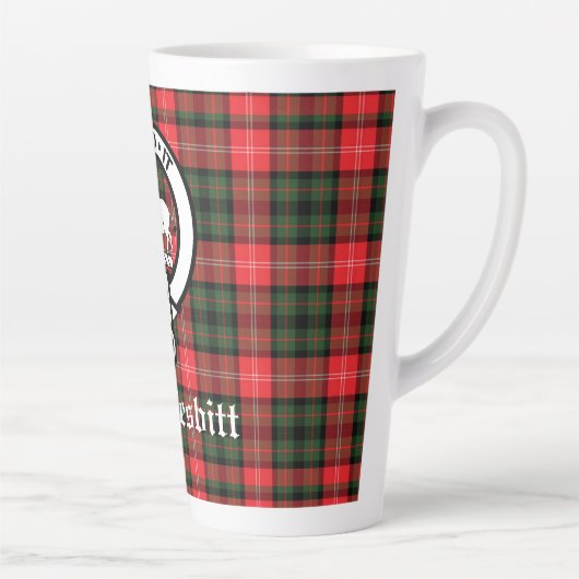 Clan Nesbitt Crest Badge & Tartan Persoonlijk Latte Mok (Rechts)
