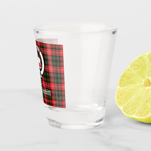 Clan Nesbitt Crest Badge & Tartan Shot Glas (Rechts)