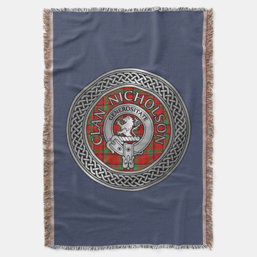Clan Nicholson Crest & Tartan Knot Deken (Voorkant Verticaal)