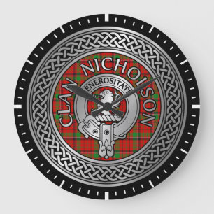 Clan Nicholson Crest & Tartan Knot Grote Klok