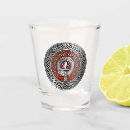 Clan Nicholson Crest & Tartan Knot Shot Glas