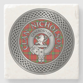 Clan Nicholson Crest & Tartan Knot Stenen Onderzetter