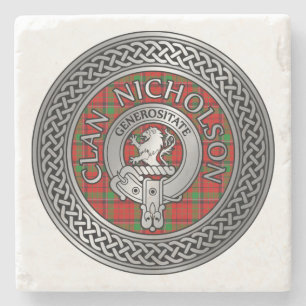 Clan Nicholson Crest & Tartan Knot Stenen Onderzetter