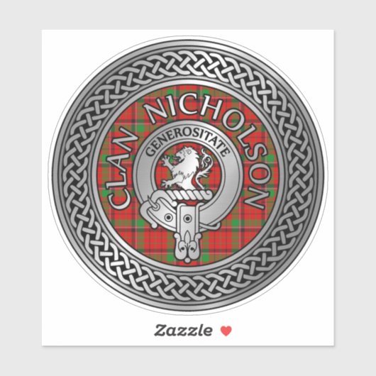 Clan Nicholson Crest & Tartan Knot Sticker (Vel)