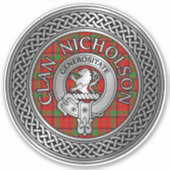 Clan Nicholson Crest & Tartan Knot Sticker (Voorkant)