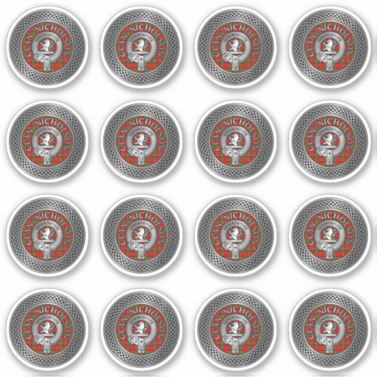 Clan Nicholson Crest & Tartan Knot Sticker (Voorkant)