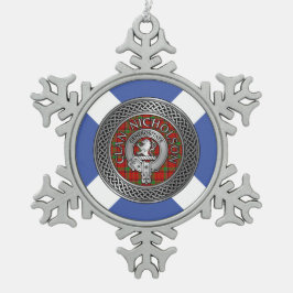 Clan Nicholson Crest & Tartan Knot Tin Sneeuwvlok Ornament