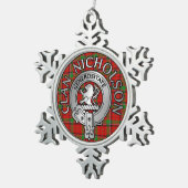 Clan Nicholson Crest & Tartan Tin Sneeuwvlok Ornament (Rechts)