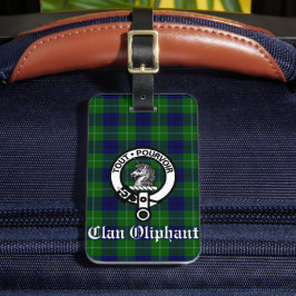 Clan Oliphant Crest Badge en Tartan Bagagelabel