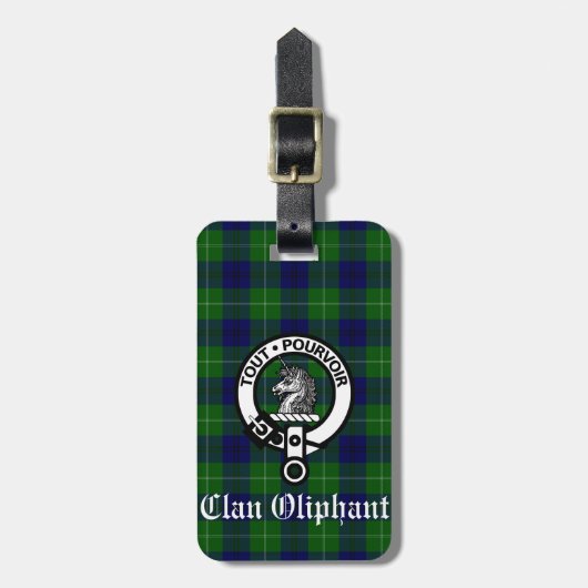 Clan Oliphant Crest Badge en Tartan Bagagelabel (Voorkant verticaal)