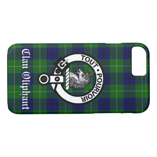 Clan Oliphant Crest Badge en Tartan Case-Mate iPhone Case (Achterkant (Horizontaal))