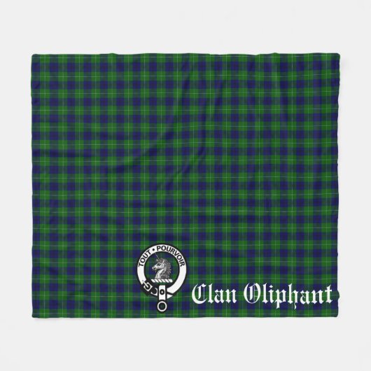 Clan Oliphant Crest Badge en Tartan Fleece Deken (Voorkant (Horizontaal))